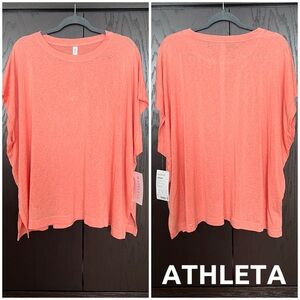 NWT ATHLETA Release Tee Coral PLUS SZ 2X Relaxed fit lightweight retail $54